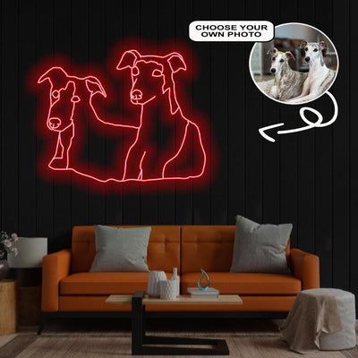 Custom Whippet Neon Sign with Your Dog's Photo - Personalized Pet Name Art - Unique Home Decor & Gift for Dog Lovers - Pet-Themed Lighting