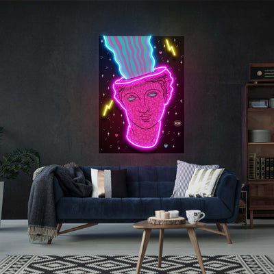 Head of Acid Ancient Neon Sign, Led Neon Sign Light Pop Art, Neon Illuminated Decor