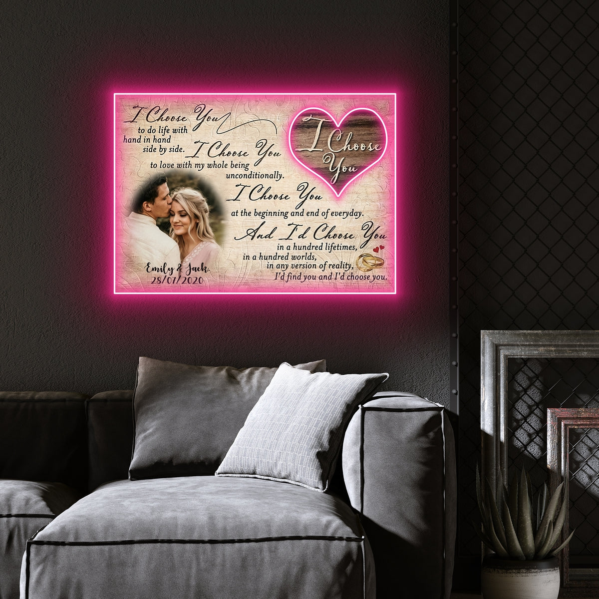 I'd Choose You Led Neon Signs Acrylic Artwork Personalized Photo Gift For Her Him Husband Wife