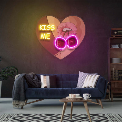 Kiss Me Neon sign, Led Neon Sign Light Pop Art, Neon Illuminated Decor