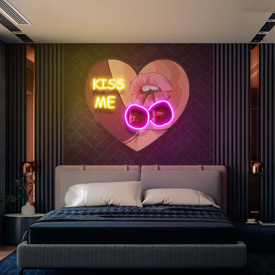 Kiss Me Neon sign, Led Neon Sign Light Pop Art, Neon Illuminated Decor