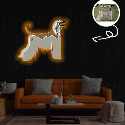 Custom Afghan hound Pop-Art Neon Sign with Your Dog's Photo - Personalized Pet Name Art - Unique Home Decor & Gift for Dog Lovers - Pet-Themed Lighting