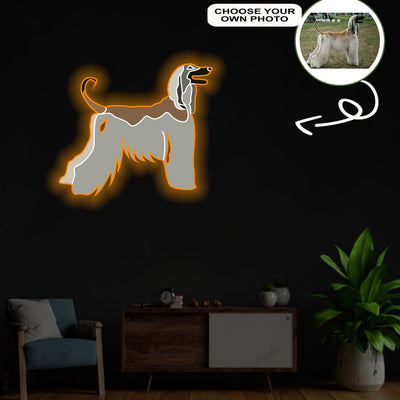 Custom Afghan hound Pop-Art Neon Sign with Your Dog's Photo - Personalized Pet Name Art - Unique Home Decor & Gift for Dog Lovers - Pet-Themed Lighting