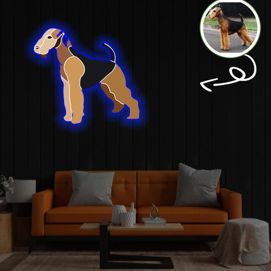 Custom Airedale terrier Pop-Art Neon Sign with Your Dog's Photo - Personalized Pet Name Art - Unique Home Decor & Gift for Dog Lovers - Pet-Themed Lighting