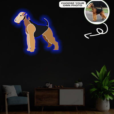 Custom Airedale terrier Pop-Art Neon Sign with Your Dog's Photo - Personalized Pet Name Art - Unique Home Decor & Gift for Dog Lovers - Pet-Themed Lighting