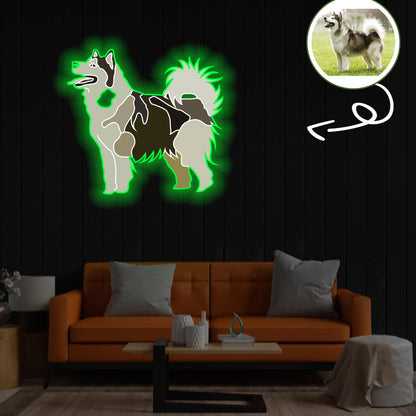 Custom Alaskan malamute Pop-Art Neon Sign with Your Dog's Photo - Personalized Pet Name Art - Unique Home Decor & Gift for Dog Lovers - Pet-Themed Lighting