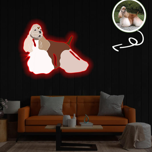 Custom American Cocker Spaniel Pop-Art Neon Sign with Your Dog's Photo - Personalized Pet Name Art - Unique Home Decor & Gift for Dog Lovers - Pet-Themed Lighting