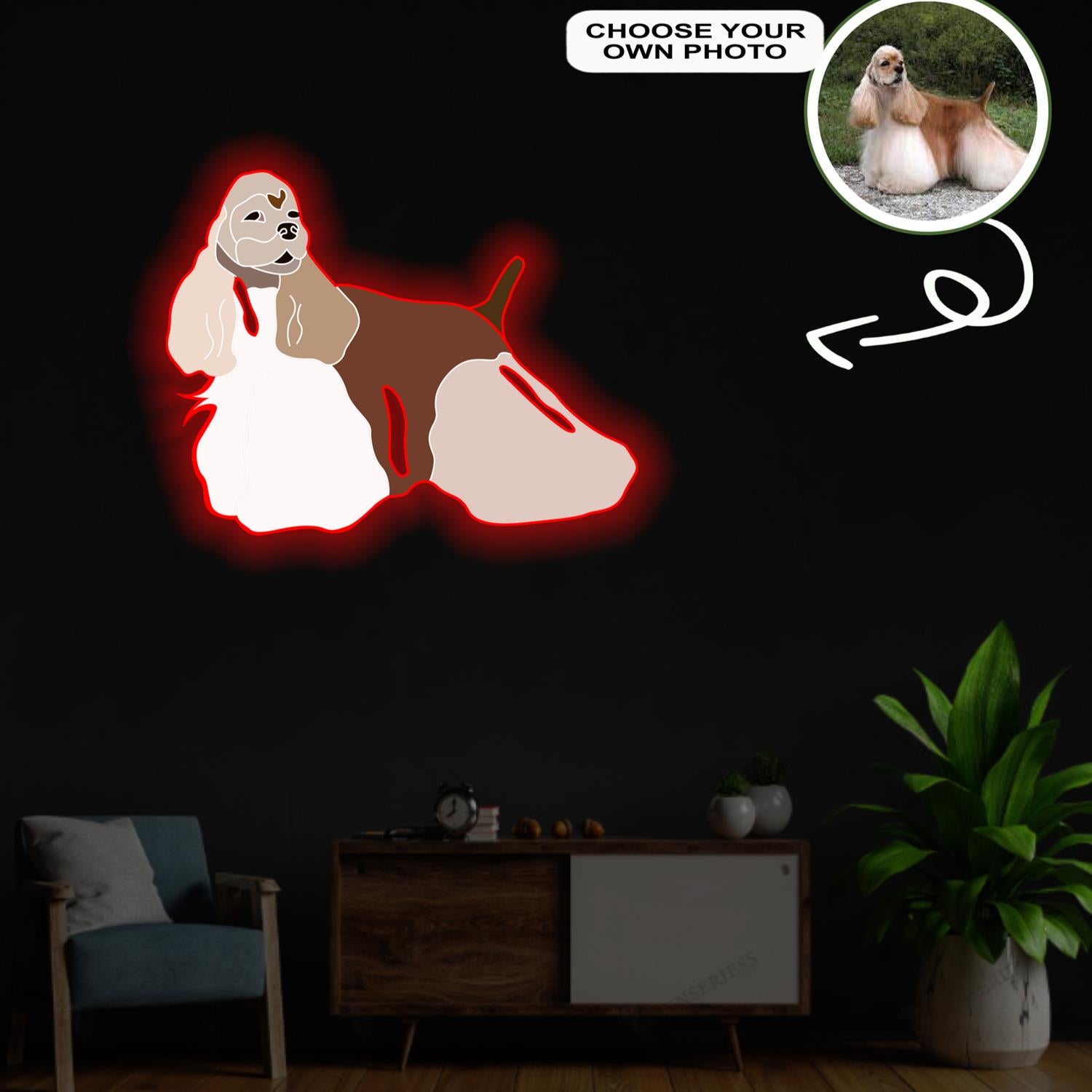 Custom American Cocker Spaniel Pop-Art Neon Sign with Your Dog's Photo - Personalized Pet Name Art - Unique Home Decor & Gift for Dog Lovers - Pet-Themed Lighting