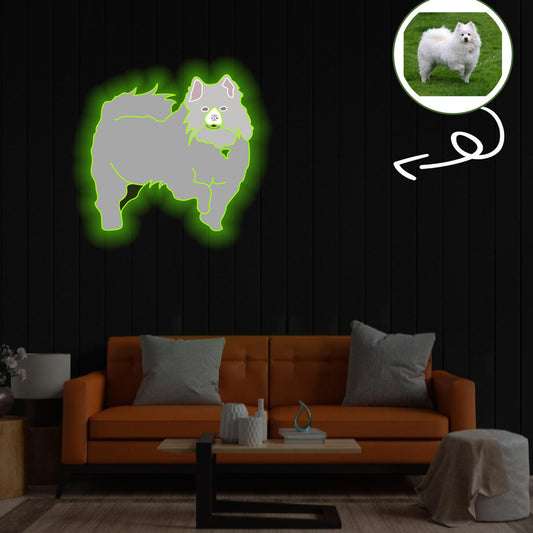 Custom American eskimo Pop-Art Neon Sign with Your Dog's Photo - Personalized Pet Name Art - Unique Home Decor & Gift for Dog Lovers - Pet-Themed Lighting
