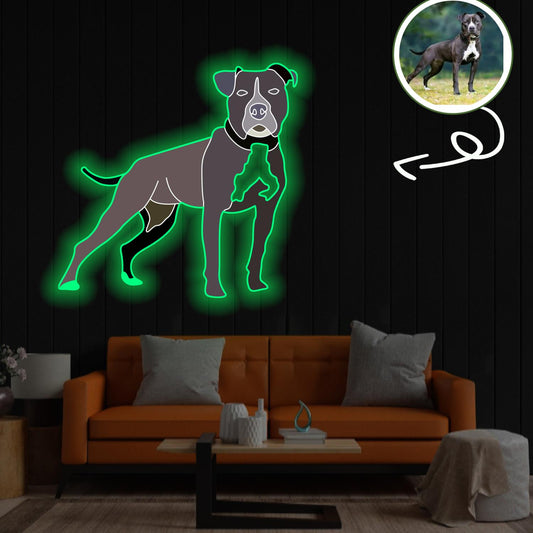 Custom American pit bull terrier Pop-Art Neon Sign with Your Dog's Photo - Personalized Pet Name Art - Unique Home Decor & Gift for Dog Lovers - Pet-Themed Lighting