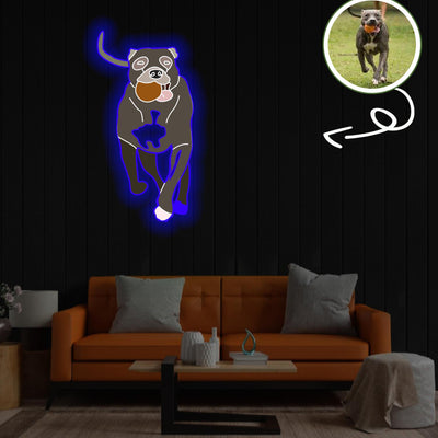 Custom American Pitbull Pop-Art Neon Sign with Your Dog's Photo - Personalized Pet Name Art - Unique Home Decor & Gift for Dog Lovers - Pet-Themed Lighting