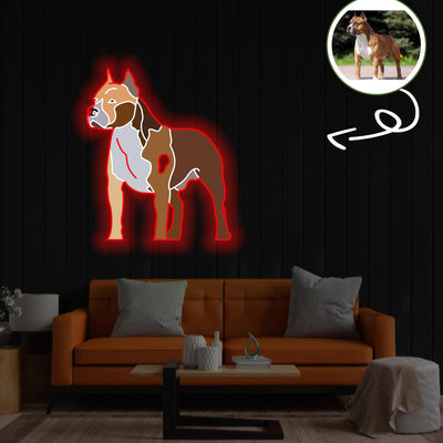 Custom American Staffordshire terrier Pop-Art Neon Sign with Your Dog's Photo - Personalized Pet Name Art - Unique Home Decor & Gift for Dog Lovers - Pet-Themed Lighting