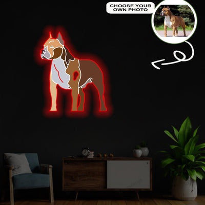 Custom American Staffordshire terrier Pop-Art Neon Sign with Your Dog's Photo - Personalized Pet Name Art - Unique Home Decor & Gift for Dog Lovers - Pet-Themed Lighting