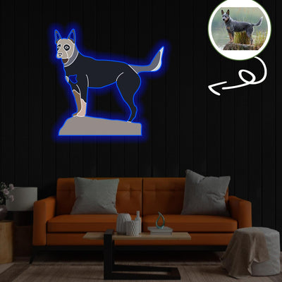 Custom Australian cattle Pop-Art Neon Sign with Your Dog's Photo - Personalized Pet Name Art - Unique Home Decor & Gift for Dog Lovers - Pet-Themed Lighting
