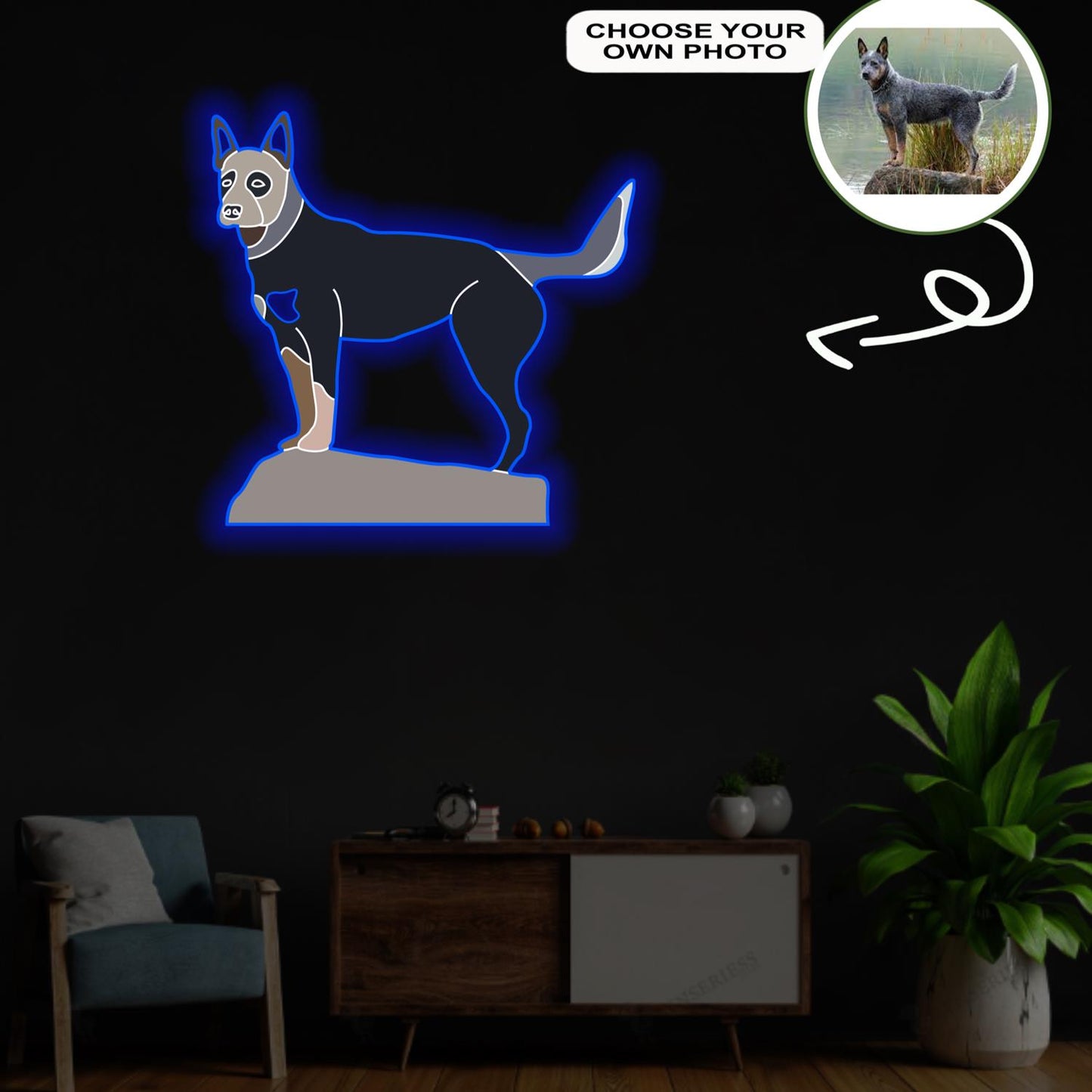 Custom Australian cattle Pop-Art Neon Sign with Your Dog's Photo - Personalized Pet Name Art - Unique Home Decor & Gift for Dog Lovers - Pet-Themed Lighting