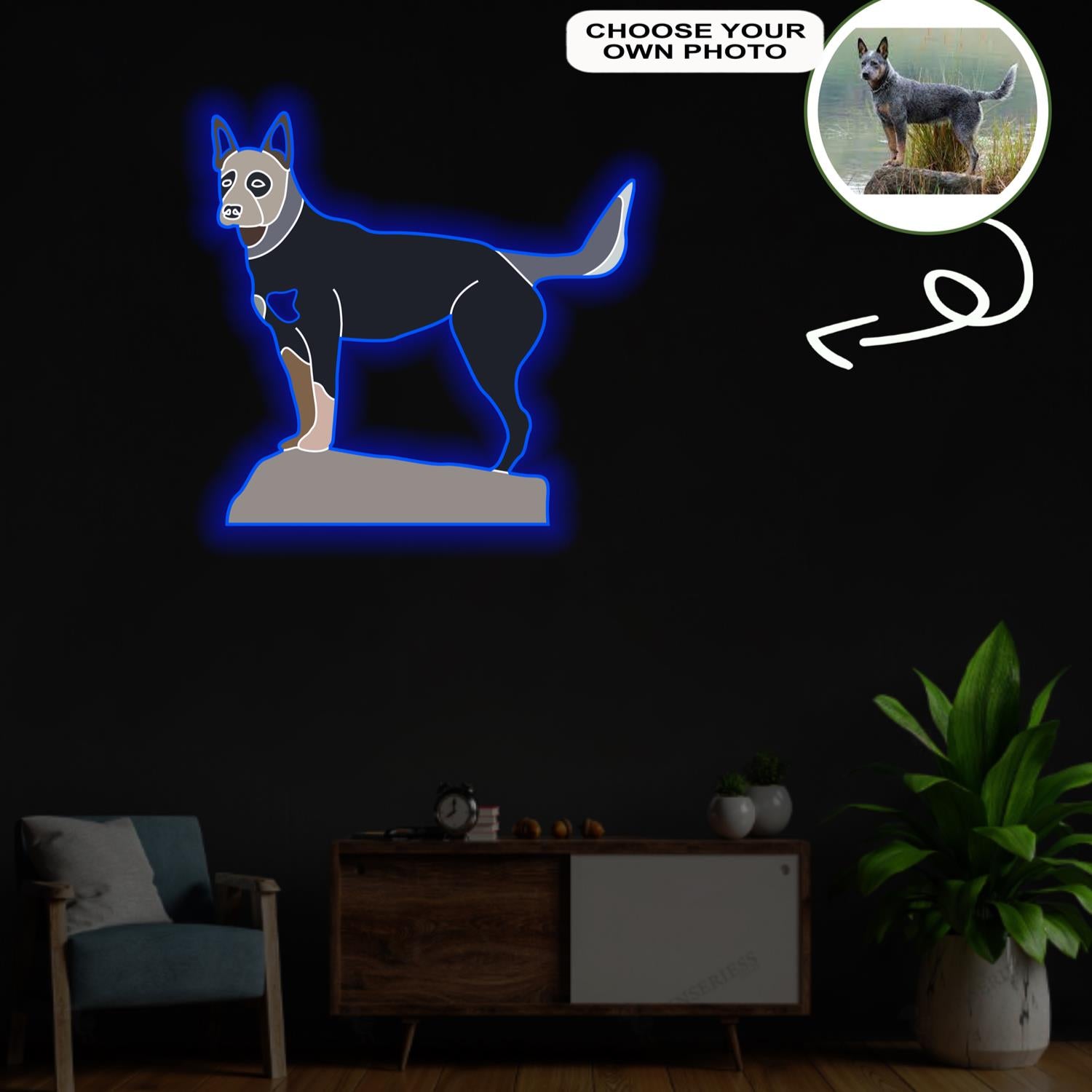 Custom Australian cattle Pop-Art Neon Sign with Your Dog's Photo - Personalized Pet Name Art - Unique Home Decor & Gift for Dog Lovers - Pet-Themed Lighting