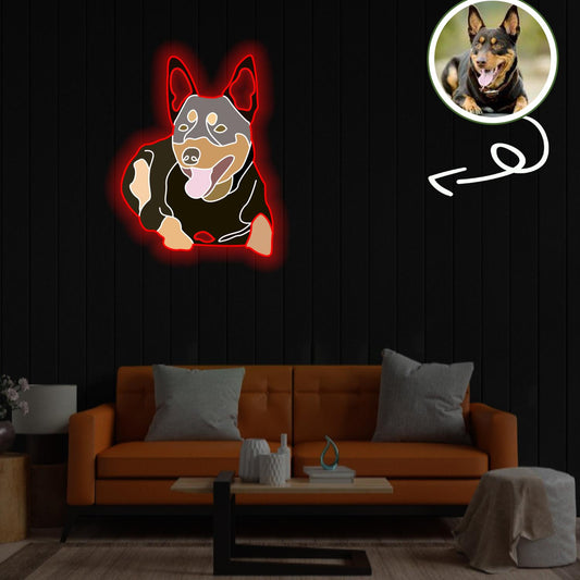 Custom Australian hound Pop-Art Neon Sign with Your Dog's Photo - Personalized Pet Name Art - Unique Home Decor & Gift for Dog Lovers - Pet-Themed Lighting