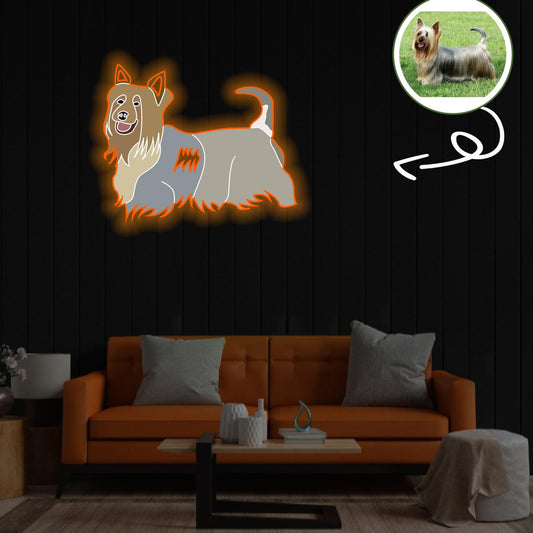 Custom Australian silky terrier Pop-Art Neon Sign with Your Dog's Photo - Personalized Pet Name Art - Unique Home Decor & Gift for Dog Lovers - Pet-Themed Lighting
