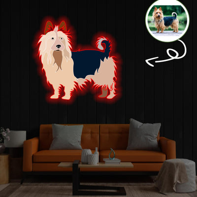 Custom Australian terrier Pop-Art Neon Sign with Your Dog's Photo - Personalized Pet Name Art - Unique Home Decor & Gift for Dog Lovers - Pet-Themed Lighting