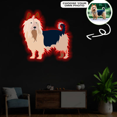 Custom Australian terrier Pop-Art Neon Sign with Your Dog's Photo - Personalized Pet Name Art - Unique Home Decor & Gift for Dog Lovers - Pet-Themed Lighting