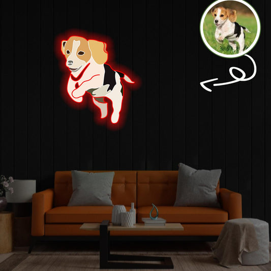 Custom Beagle Pop-Art Neon Sign with Your Dog's Photo - Personalized Pet Name Art - Unique Home Decor & Gift for Dog Lovers - Pet-Themed Lighting