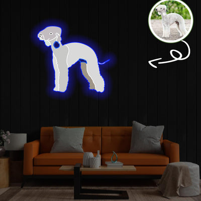 Custom Bedlington terrier Pop-Art Neon Sign with Your Dog's Photo - Personalized Pet Name Art - Unique Home Decor & Gift for Dog Lovers - Pet-Themed Lighting