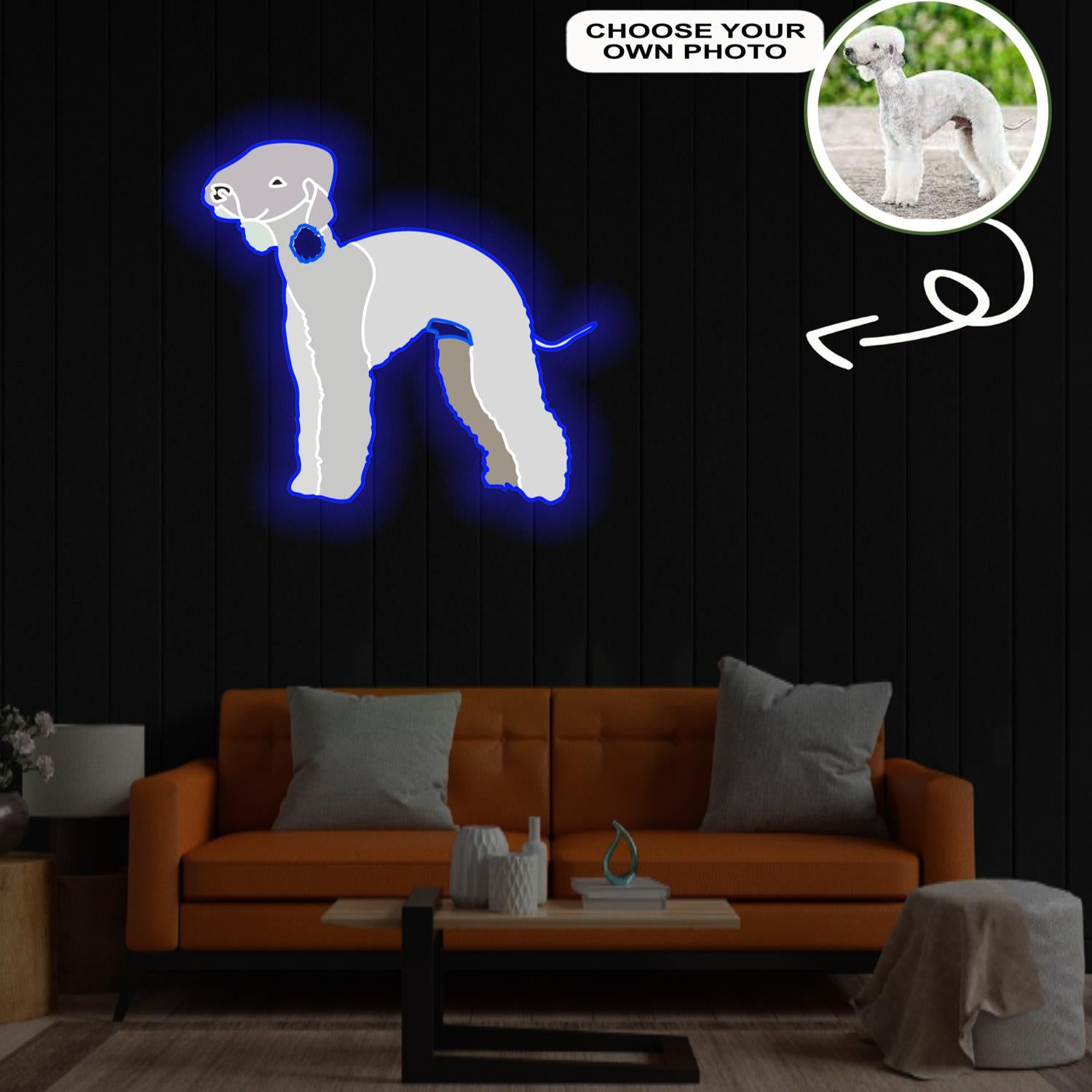 Custom Bedlington terrier Pop-Art Neon Sign with Your Dog's Photo - Personalized Pet Name Art - Unique Home Decor & Gift for Dog Lovers - Pet-Themed Lighting