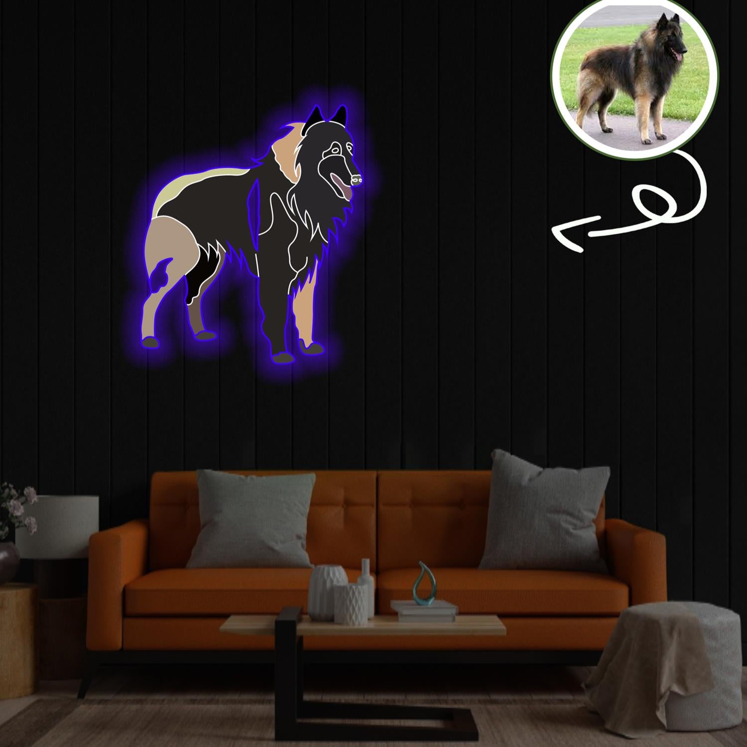 Custom Belgian tervuren Pop-Art Neon Sign with Your Dog's Photo - Personalized Pet Name Art - Unique Home Decor & Gift for Dog Lovers - Pet-Themed Lighting