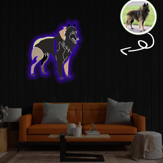 Custom Belgian tervuren Pop-Art Neon Sign with Your Dog's Photo - Personalized Pet Name Art - Unique Home Decor & Gift for Dog Lovers - Pet-Themed Lighting