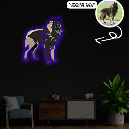 Custom Belgian tervuren Pop-Art Neon Sign with Your Dog's Photo - Personalized Pet Name Art - Unique Home Decor & Gift for Dog Lovers - Pet-Themed Lighting