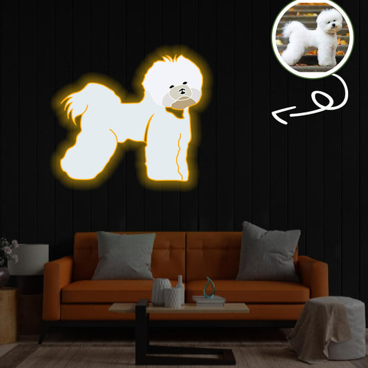 Custom Bichon frise Pop-Art Neon Sign with Your Dog's Photo - Personalized Pet Name Art - Unique Home Decor & Gift for Dog Lovers - Pet-Themed Lighting