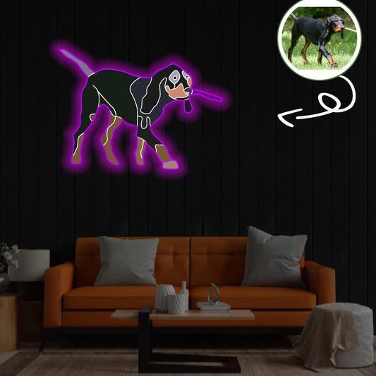 Custom Black and tan coonhound Pop-Art Neon Sign with Your Dog's Photo - Personalized Pet Name Art - Unique Home Decor & Gift for Dog Lovers - Pet-Themed Lighting