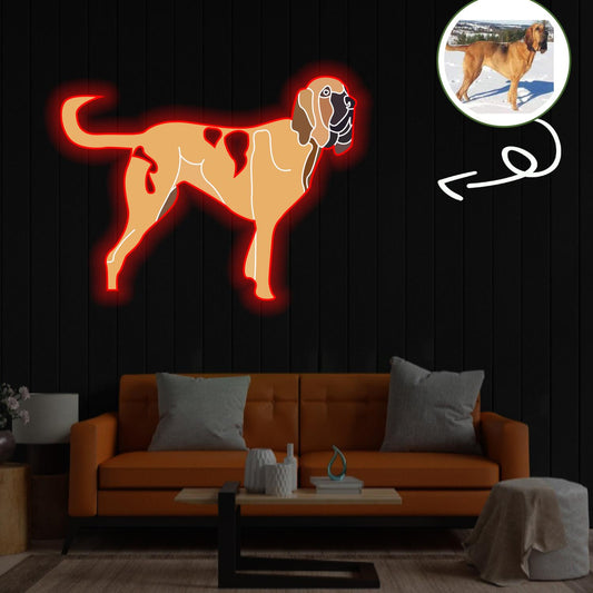 Custom Bloodhound Pop-Art Neon Sign with Your Dog's Photo - Personalized Pet Name Art - Unique Home Decor & Gift for Dog Lovers - Pet-Themed Lighting