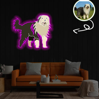 Custom Bobtail Pop-Art Neon Sign with Your Dog's Photo - Personalized Pet Name Art - Unique Home Decor & Gift for Dog Lovers - Pet-Themed Lighting
