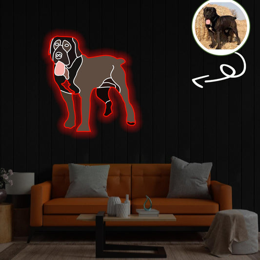 Custom Boerboel Pop-Art Neon Sign with Your Dog's Photo - Personalized Pet Name Art - Unique Home Decor & Gift for Dog Lovers - Pet-Themed Lighting