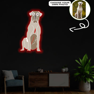 Custom Bordeaux great dane Pop-Art Neon Sign with Your Dog's Photo - Personalized Pet Name Art - Unique Home Decor & Gift for Dog Lovers - Pet-Themed Lighting