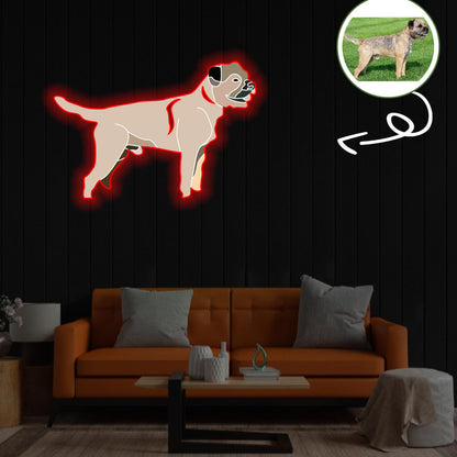 Custom Border terrier Pop-Art Neon Sign with Your Dog's Photo - Personalized Pet Name Art - Unique Home Decor & Gift for Dog Lovers - Pet-Themed Lighting