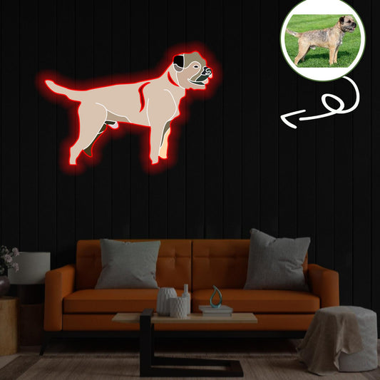 Custom Border terrier Pop-Art Neon Sign with Your Dog's Photo - Personalized Pet Name Art - Unique Home Decor & Gift for Dog Lovers - Pet-Themed Lighting