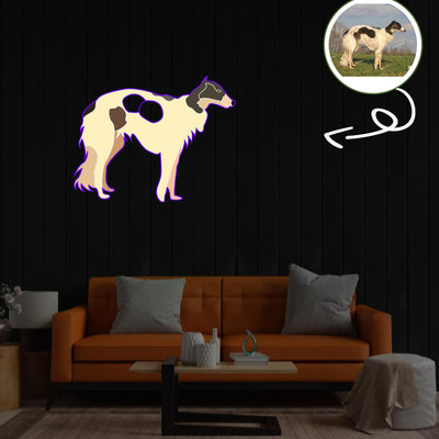 Custom Borsoi Pop-Art Neon Sign with Your Dog's Photo - Personalized Pet Name Art - Unique Home Decor & Gift for Dog Lovers - Pet-Themed Lighting