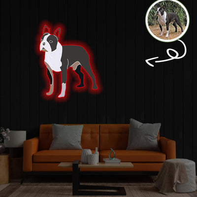 Custom Boston Terrier Pop-Art Neon Sign with Your Dog's Photo - Personalized Pet Name Art - Unique Home Decor & Gift for Dog Lovers - Pet-Themed Lighting