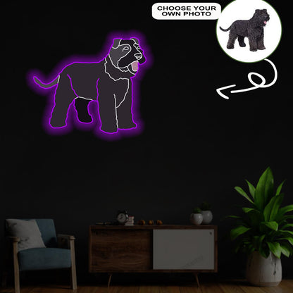 Custom Bouvier des Flanders Pop-Art Neon Sign with Your Dog's Photo - Personalized Pet Name Art - Unique Home Decor & Gift for Dog Lovers - Pet-Themed Lighting