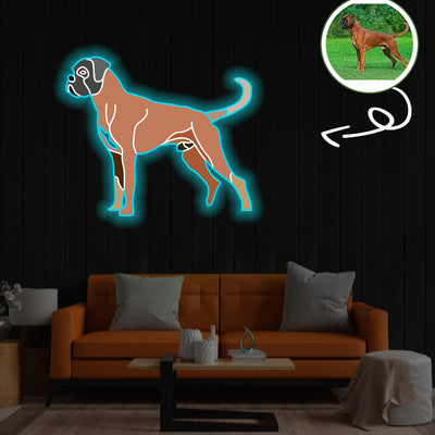 Custom Boxer Pop-Art Neon Sign with Your Dog's Photo - Personalized Pet Name Art - Unique Home Decor & Gift for Dog Lovers - Pet-Themed Lighting
