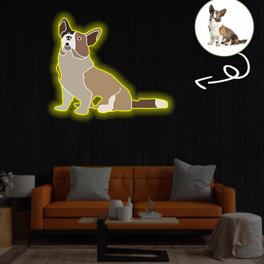 Custom Cardigan Welsh Corgi Pop-Art Neon Sign with Your Dog's Photo - Personalized Pet Name Art - Unique Home Decor & Gift for Dog Lovers - Pet-Themed Lighting