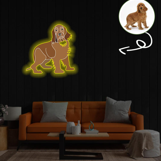 Custom Cocker Spaniel Pop-Art Neon Sign with Your Dog's Photo - Personalized Pet Name Art - Unique Home Decor & Gift for Dog Lovers - Pet-Themed Lighting