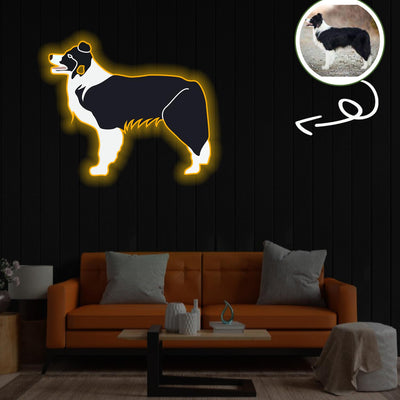 Custom Collie Pop-Art Neon Sign with Your Dog's Photo - Personalized Pet Name Art - Unique Home Decor & Gift for Dog Lovers - Pet-Themed Lighting