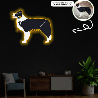 Custom Collie Pop-Art Neon Sign with Your Dog's Photo - Personalized Pet Name Art - Unique Home Decor & Gift for Dog Lovers - Pet-Themed Lighting