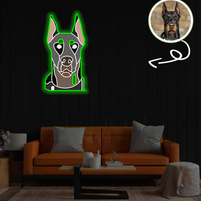 Custom Dobberman Pop-Art Neon Sign with Your Dog's Photo - Personalized Pet Name Art - Unique Home Decor & Gift for Dog Lovers - Pet-Themed Lighting