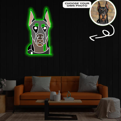 Custom Dobberman Pop-Art Neon Sign with Your Dog's Photo - Personalized Pet Name Art - Unique Home Decor & Gift for Dog Lovers - Pet-Themed Lighting