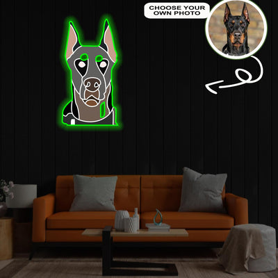 Custom Dobberman Pop-Art Neon Sign with Your Dog's Photo - Personalized Pet Name Art - Unique Home Decor & Gift for Dog Lovers - Pet-Themed Lighting