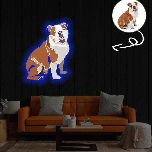 Custom English Bulldog Pop-Art Neon Sign with Your Dog's Photo - Personalized Pet Name Art - Unique Home Decor & Gift for Dog Lovers - Pet-Themed Lighting